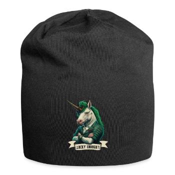 Lucky Enough? Unicorn St. Patty - Jersey Beanie - black - Front