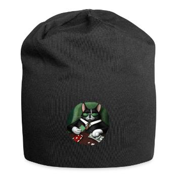 Cats Playing Cards - Jersey Beanie - black - Front