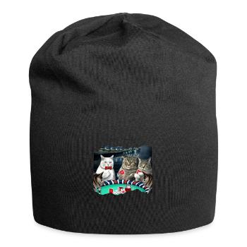 Cats Playing Cards - Jersey Beanie - black - Front