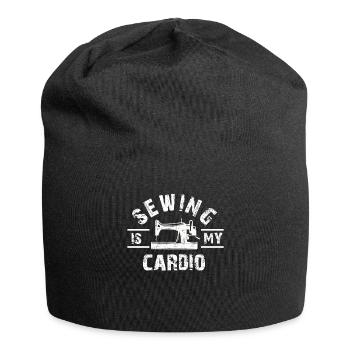 Nähen ist mein Cardio-Gerät Quilten Frauen Vintage - Jersey-Beanie - Schwarz - Vorne