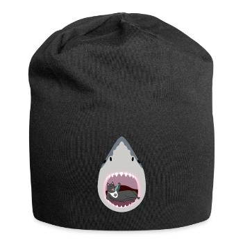 Chat mangeur de requins - Bonnet en jersey - noir - Devant