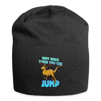Warum laufen, wenn man springen kann - Jersey-Beanie - Schwarz - Vorne