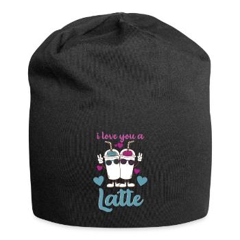 Je t’aime un latte - Bonnet en jersey - noir - Devant