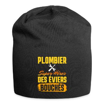 Plombier Super Héros Phrase Humoristique Plombier - Bonnet en jersey - noir - Devant