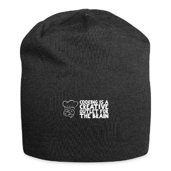 Cooking is a creative outlet for the brain - Jersey Beanie - charcoal grey - Front