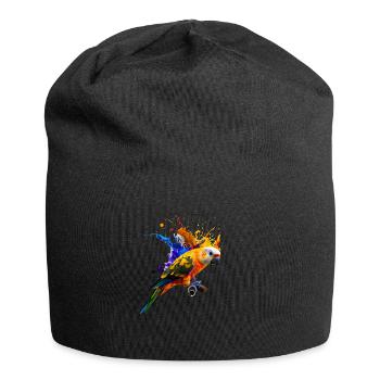Perroquet - Explosion de couleur - Bonnet en jersey - noir - Devant