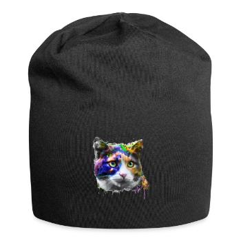 Künstlerische Katze - Jersey-Beanie - Schwarz - Vorne
