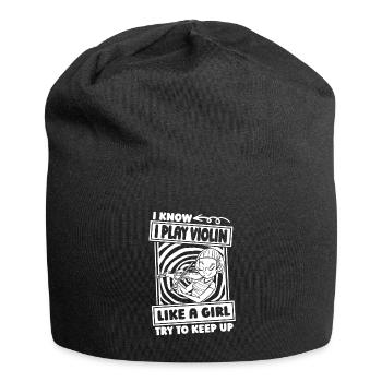 violin fiddle girl - Jersey Beanie - black - Front