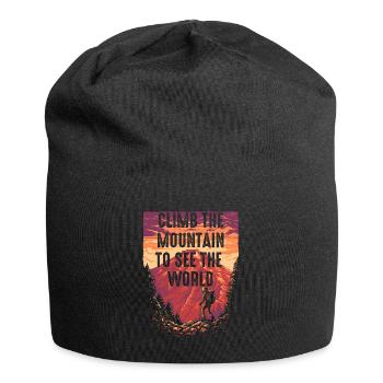Erklimmen Sie den Berg, um die Welt zu sehen - Jersey-Beanie - Schwarz - Vorne