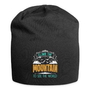 Erklimmen Sie den Berg, um die Welt zu sehen - Jersey-Beanie - Schwarz - Vorne