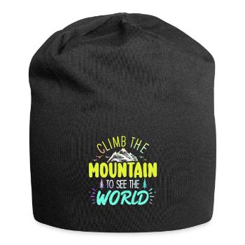 Erklimmen Sie den Berg, um die Welt zu sehen - Jersey-Beanie - Schwarz - Vorne