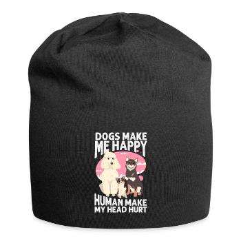 Hunde machen mich glücklich Mensch machen meinen Kopf verletzt Hundeliebe - Jersey-Beanie - Schwarz - Vorne