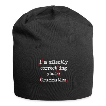 Ich korrigiere stillschweigend Ihre Grammatik - Jersey-Beanie - Schwarz - Vorne