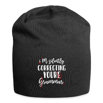 Ich korrigiere still Ihre Grammatik - Jersey-Beanie - Schwarz - Vorne