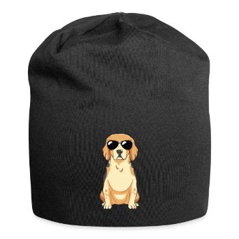 Beagle Welpe Mit Sonnebrille - Jersey-Beanie - Schwarz - Vorne