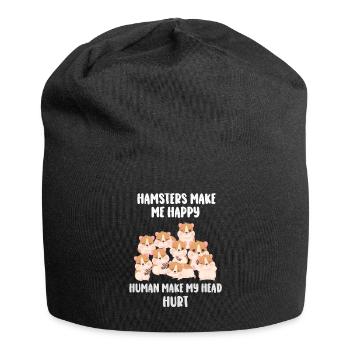 Les hamsters me rendent heureux humain me font mal à la tête - Bonnet en jersey - noir - Devant