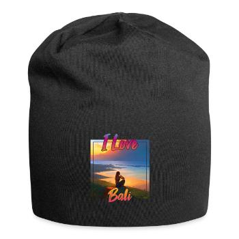 Bali sunset with declaration of love - Jersey Beanie - black - Front