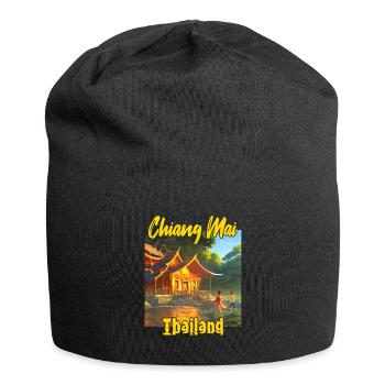 Chiang Mai Sonnenuntergang - Jersey-Beanie - Schwarz - Vorne