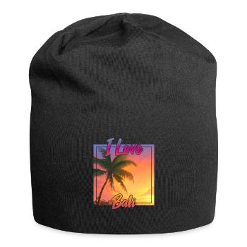 Bali sunset with declaration of love - Jersey Beanie - black - Front