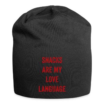 Snacks sind meine Liebessprache - Jersey-Beanie - Schwarz - Vorne