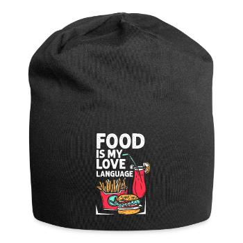 Essen ist meine Liebessprache - Jersey-Beanie - Schwarz - Vorne