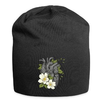 Anatomical Heart And Flowers - Jersey Beanie - black - Front