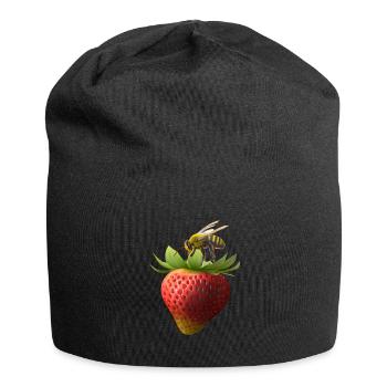 Abeille volante à la fraise - Bonnet en jersey - noir - Devant