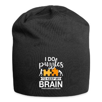 Conception de puzzle amusante - Bonnet en jersey - noir - Devant
