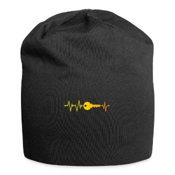 Schlüssel Herzschlag - Jersey-Beanie - Schwarz - Vorne