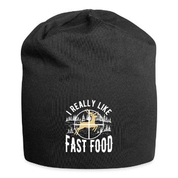 Chasse au cerf Les chasseurs de cerfs mangent plus de fast-food - Bonnet en jersey - noir - Devant