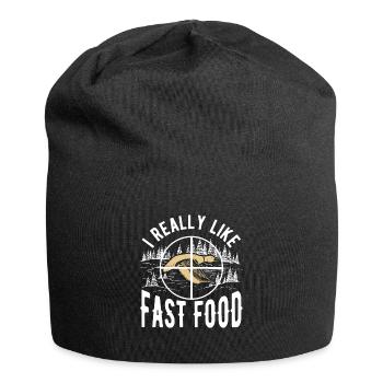 hunting hunters ducks eat more fast food - Jersey Beanie - black - Front