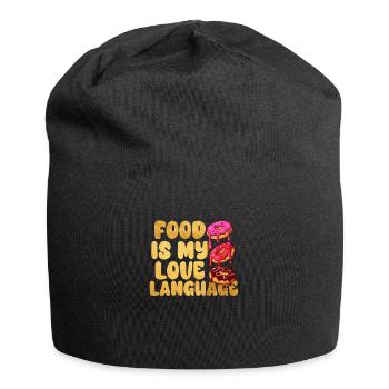 Essen ist meine Liebessprache - Jersey-Beanie - Schwarz - Vorne