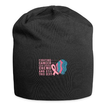 Cancer Fighter Inspirational Quote Men Women Chemo - Jersey Beanie - black - Front