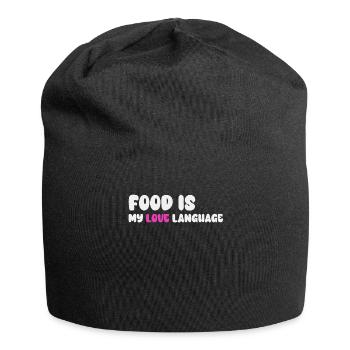 Essen ist meine Liebessprache - Jersey-Beanie - Schwarz - Vorne