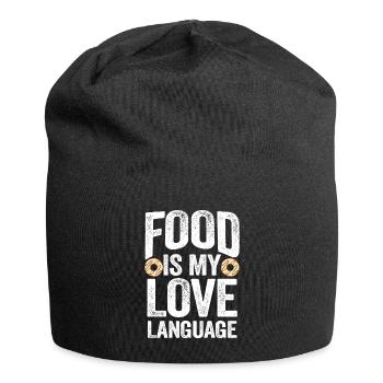 Essen ist meine Liebessprache - Jersey-Beanie - Schwarz - Vorne