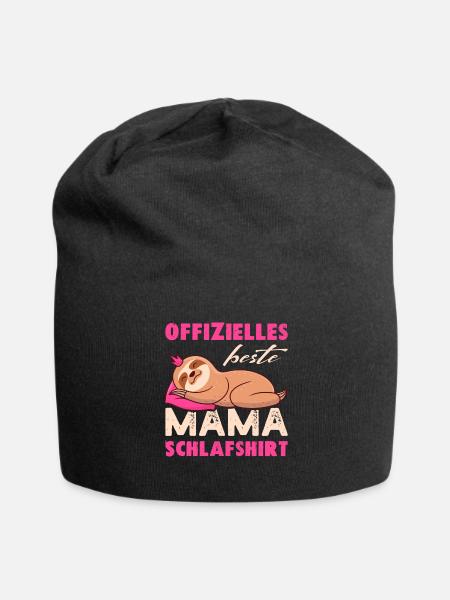 Beste Mama Schlafshirt, Mama Faultier, Rosa - Jersey-Beanie - Schwarz