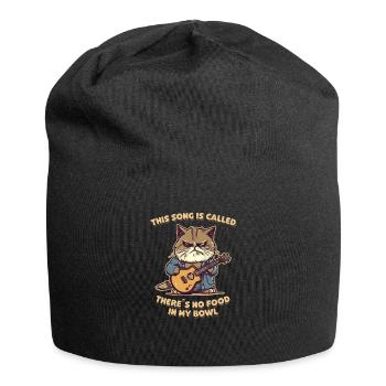 Cat Song lustig Katzenliebhaber Futter Spruch - Jersey-Beanie - Schwarz - Vorne
