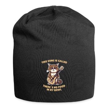 Cat Song lustig Katzenliebhaber Futter Spruch - Jersey-Beanie - Schwarz - Vorne