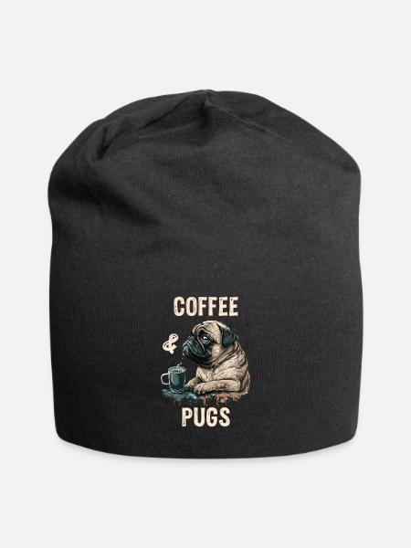 Coffee & Pugs - Jersey Beanie - black