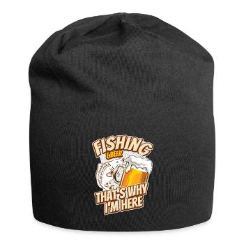 Pêche et bière - c’est pourquoi je suis ici - carpe - Bonnet en jersey - noir - Devant