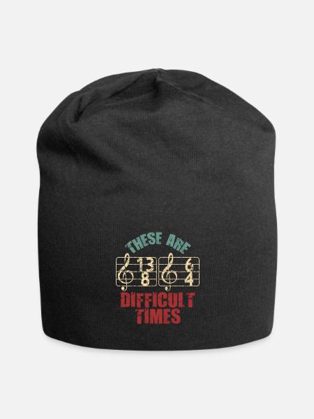 These Are Difficult Times Funny Music Pun - Jersey Beanie - black