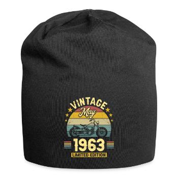 Oldtimer-Biker Jahrgang Mai 1963 60-jähriges Jubiläum - Jersey-Beanie - Schwarz - Vorne