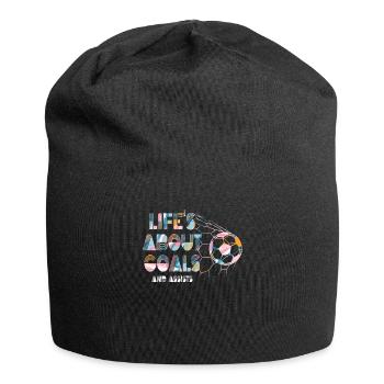 Im Leben geht es um Tore und Vorlagen Futbol Soccer - Jersey-Beanie - Schwarz - Vorne