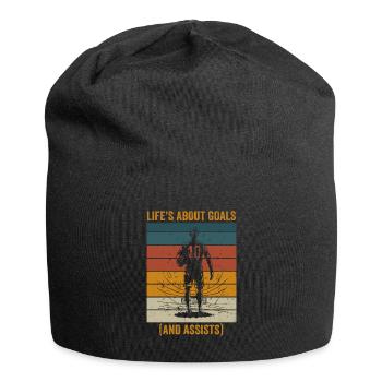 Life Is About Goals And Assists Futbol Soccer - Jersey Beanie - black - Front