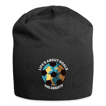 Life Is About Goals And Assists Futbol Soccer - Jersey Beanie - black - Front