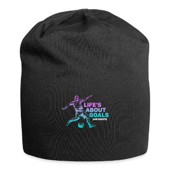Im Leben geht es um Tore und Assists im Fußball - Jersey-Beanie - Schwarz - Vorne