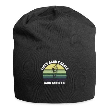 Im Leben geht es um Tore und Assists im Fußball - Jersey-Beanie - Schwarz - Vorne