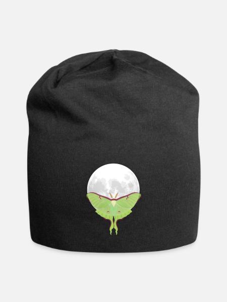 Actias luna - Nachtfalter vor Mond - Jersey-Beanie - Schwarz