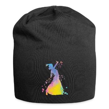 Flamenco woman with flamenco dress - Jersey Beanie - black - Front