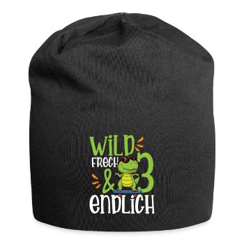 Wild Frech & endlich 3 dritter Geburtstag - Jersey-Beanie - Schwarz - Vorne